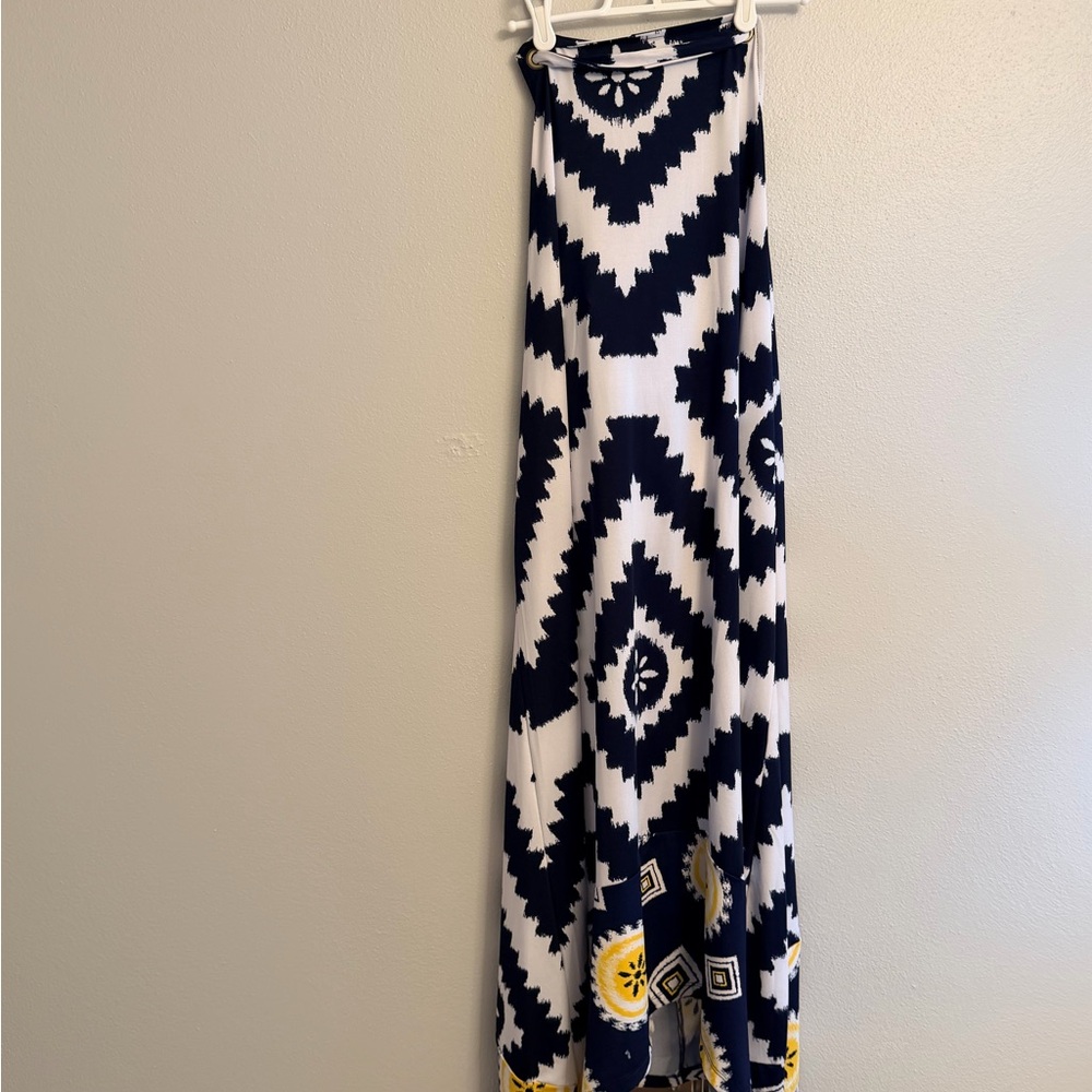 Navy and White Geometric Maxi dress